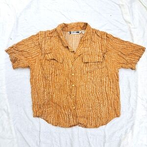 Vintage SK&Company Button Up, Size Small, orange and white